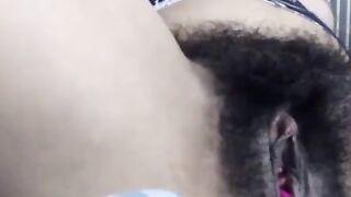 Hairy Puffy Lips - Hottie Masturabtes With Vibrator And Dildo