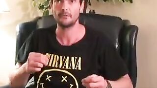 Hairiest Stud Stripping Down & Jerking Off in Interview Room