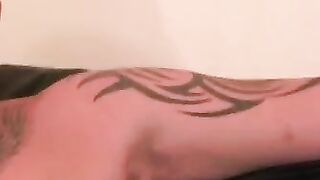Bald Stud's Nippier Piercing Stroking His Hard Fat Dick Vigorously