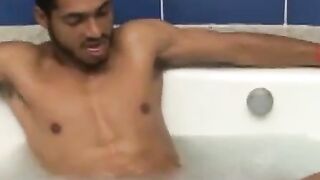 Brazil's Hunk Shower Jerk-Off Session with Dildo