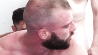 Three's A Charm! Bareback Throat-Fucking Triple Penetration Orgy with Older Men & Young Twinks