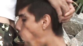 Skinny Soldier Completes Mission With Commanding Officer's Big Dick