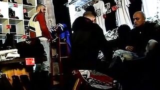 3way muscle hunks domination scene - bondage fetish action in dungeon