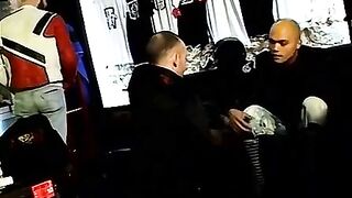 3way muscle hunks domination scene - bondage fetish action in dungeon