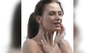 Seduction at Sunset - Big Boobs Bombshell Cosmos Poolside Striptease