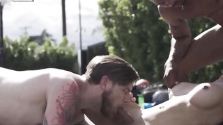 EvaMax - Gorgeous Blonde Babe Gets Spanked & Fucked Hard By Two Hunks