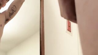 Straight-GuysCloset - Hunk Jerking Off In Front Of Mirror