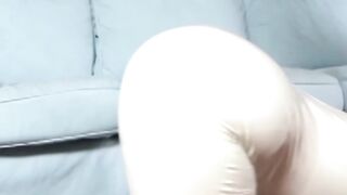 Brunette Babe Angelina Heart Spanking Her Pet's Ass in Leather Gloves