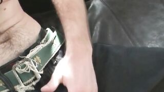 Punk-Rock Hairy Guy Strokes His Long Hair And Hard Dick