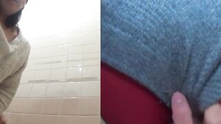 Tokyo Teen's Daring Adventure in Public Toilet - Naughty college girl Masturbates In Urinals