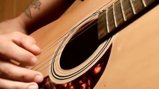 Solo Guitar Play & Hot barely legal Guy Jerking Off With Big Load