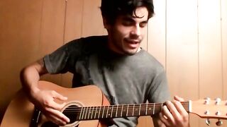 Solo Guitar Play & Hot barely legal Guy Jerking Off With Big Load