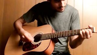 Solo Guitar Play & Hot barely legal Guy Jerking Off With Big Load
