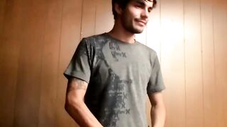 Solo Guitar Play & Hot barely legal Guy Jerking Off With Big Load