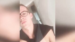 Twinks Glasses - Solo Masturbation Session With Huge Load