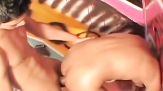 Latino Bareback Threesome Action with Hot Facial Finish