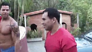 Outdoor Twink Threesome - Big Dick Hunk Fucks Two Hot Guys Raw