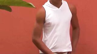 Outdoor Twink Threesome - Big Dick Hunk Fucks Two Hot Guys Raw