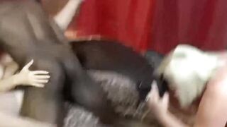 Interracial Threesome - Blonde Babe Lacy Star Fucks Two Black Guys In A Triple Play Scenario