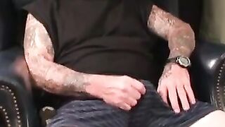 Mature Guy Jacks Off With Ink - Solo Male Masturbation