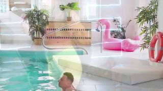 Pool Side Sexual Adventure - Hot Brunette Babe Shelly Riding A Huge Dick