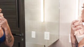 StephanieLove's Wet Panties Filled With Roommate Big Dick - POV Blowjob & Creampie