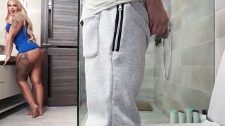 StephanieLove's Wet Panties Filled With Roommate Big Dick - POV Blowjob & Creampie