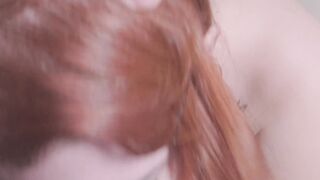 Redheaded Bombshell Gets Her Huge-Tits Covered In Semen - Point Of View