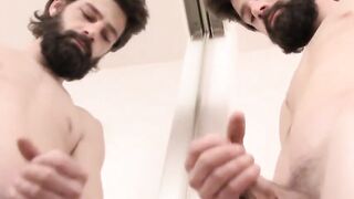 Beard-Stroking Hunk Masturabtes And Blasts A Load" or "Hairy Straight Guy Jerks Off Big Dick & Shoots Massive Amount Of Semen".