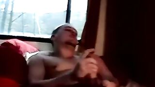 Big Dick Amateur Jerking Off In Daddy's Trailer With Excitement