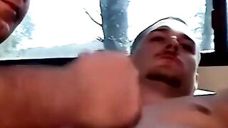Big Dick Amateur Jerking Off In Daddy's Trailer With Excitement