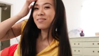 Asian Cutie Kimmy Kims Gets Her Mouth Filled With A Huge Load