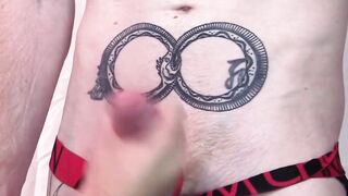 Blonde Babe Gives Hand Job With Bondage And Submissive Slave