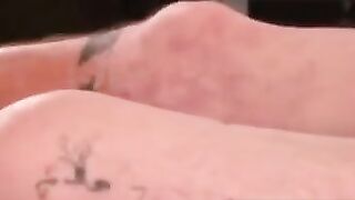 Beard-Tattoo Mature Guy Jerking Off & Covering Himself In His Own Semen