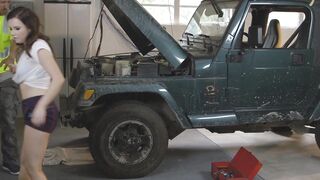 Mechanics Garage - Expert Blowjob by Hot Babe Karlie Brook
