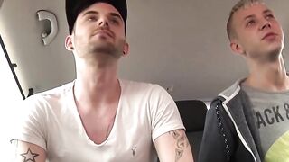 Homosexual Pick-Up Striptease & Anal Threesome In Car