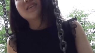 Asian Babe Unleashes Golden Shower in Public Toys Play