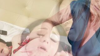 Stepsister's Hot MILF Step-Mother Teaches Her How To Take A Hard Toying