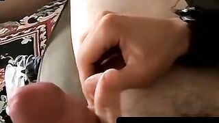 Skinny barely legal Dude' Jerks Off And Blasts A Hot Load On His Stomach