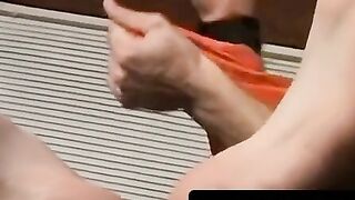 Skinny barely legal Dude' Jerks Off And Blasts A Hot Load On His Stomach