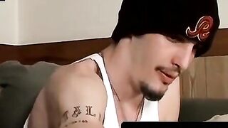 Skinny barely legal Dude' Jerks Off And Blasts A Hot Load On His Stomach