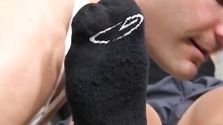 Asian Hottie Axel Gets His Dick Sucked And Fucks Hard - XXX Footjob POV
