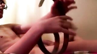Boy Desires Big Dick Fetish Action with Belt Bondage