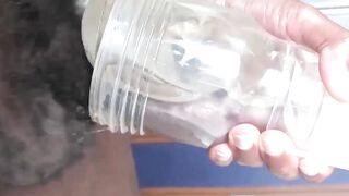Black Guy's Solo Masturbation Session With Fleshlight - Ebony Hunk Jacking Off