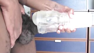 Black Guy's Solo Masturbation Session With Fleshlight - Ebony Hunk Jacking Off