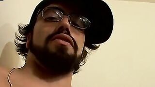 Hairy Bear Strokes Big Dick & Shooting Huge Load