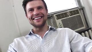 Sexy Brunette Babe Jerks Off Her Big White Dick - Erotic Solo Male Masturbation