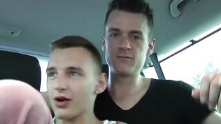 Three Hunks Suck And Fuck In A Moving Van - Anal Adventures