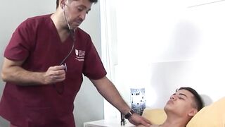 Horny Doctor Dominates Twinks Ass in Examination Room