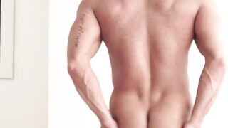 Masked Hunk Wanks Off Post Bed Exit Session" or "Huge Load From The Shower Room